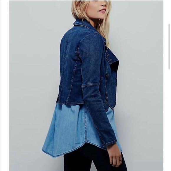 FREE PEOPLE Denim Military Band Jacket - Picture 6 of 8